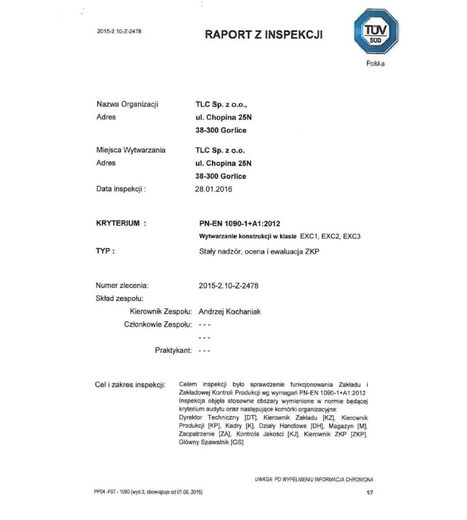 Raport z Inspekcji 2015-2.10-Z-2487