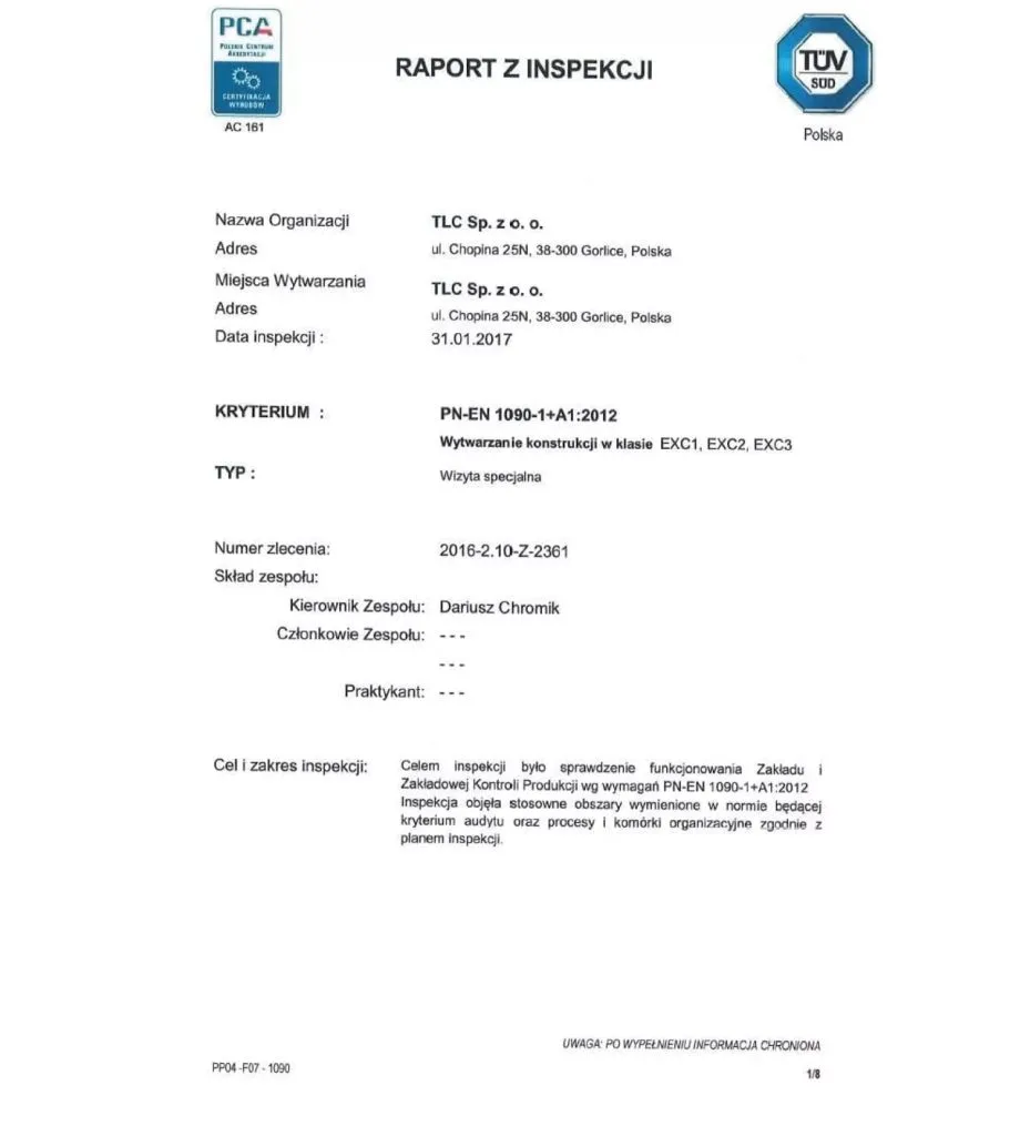 Raport z Inspekcji 2016-2.10-Z-2361