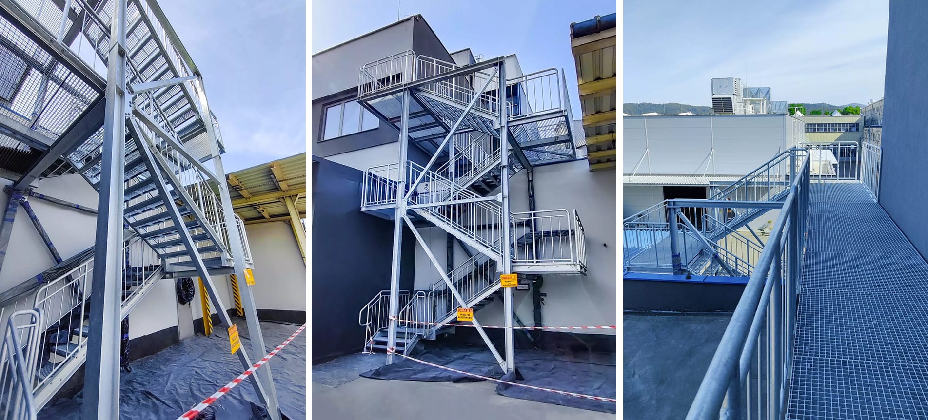 Double-flight emergency staircase for Sanok Rubber